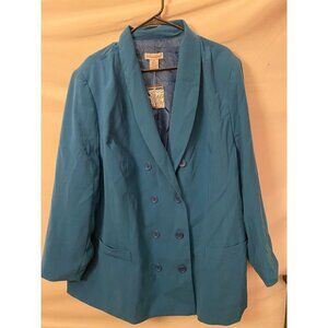 New Jessica London Teal Blazer Suit Jacket Plus 24P 24 Vintage Double Breasted
